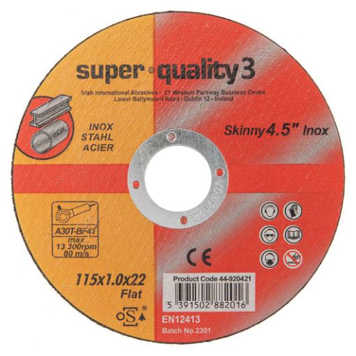 Picture of Super Quality 3 Cutting Disc 115 x 1.0 x 22mm Inox F.C.