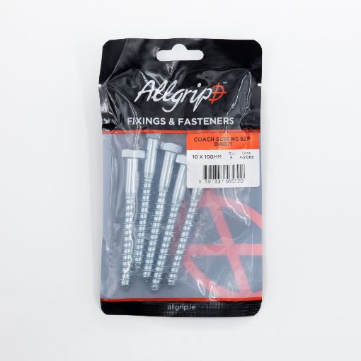 Picture of Allgrip Coach Screws BZP 10 x 100mm (Pack of 5)
