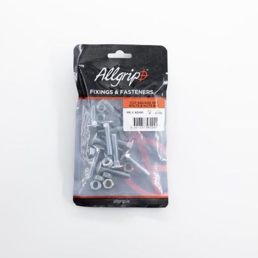 Picture of Allgrip Cup Square Hex Bolts & Nuts BZP M8 x 40mm (Pack of 10)