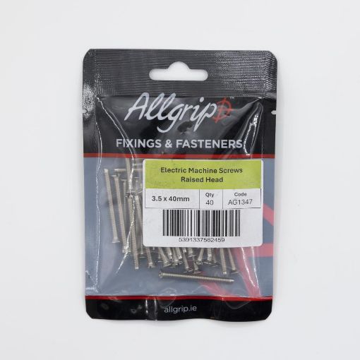 Picture of Allgrip Electric Machine Screws 3.5 x 40mm Raised Head (Pack of 40)