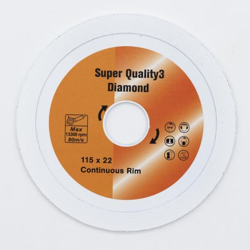 Picture of Super Quality 3 Diamond Blade 115 x 22mm Continuous Rim